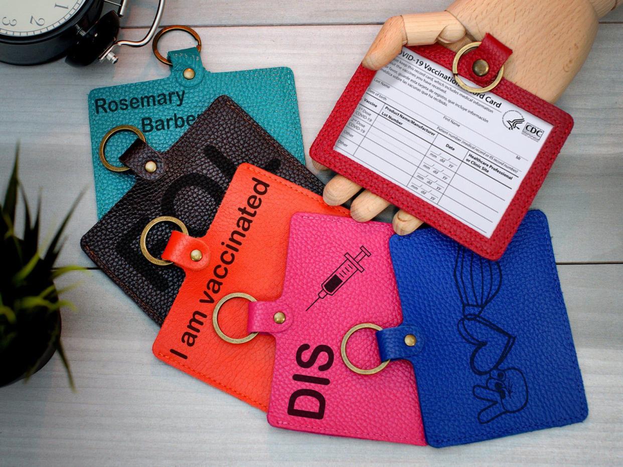 Personalized Leather Vaccine Card Holder