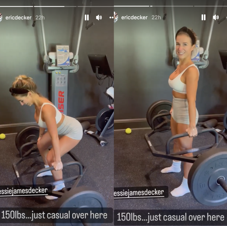 Eric Decker video'd his wife's workout. (Photo: Instagram)