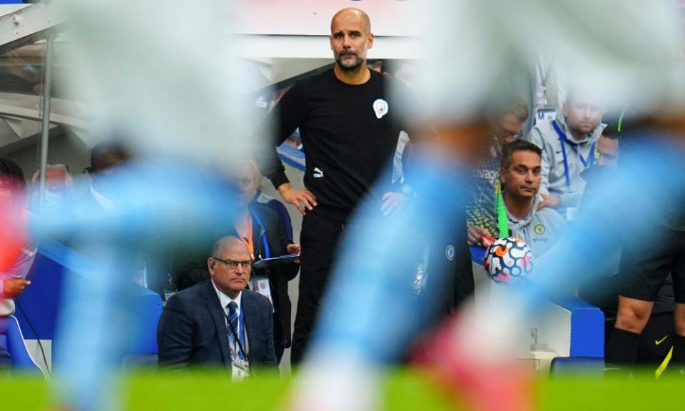 Pep Guardiola’s brain, computing formations at warp-speed against Chelsea.