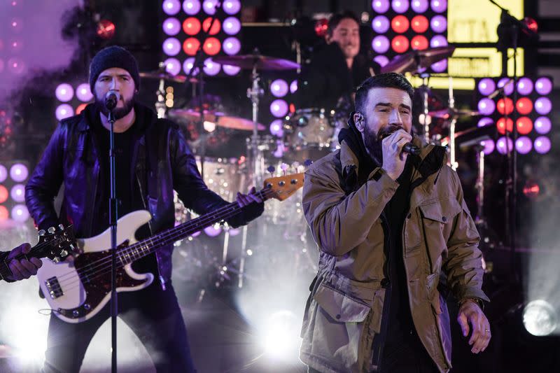 Sam Hunt performs during New Year's Eve celebrations in Times Square in the Manhattan borough of New York