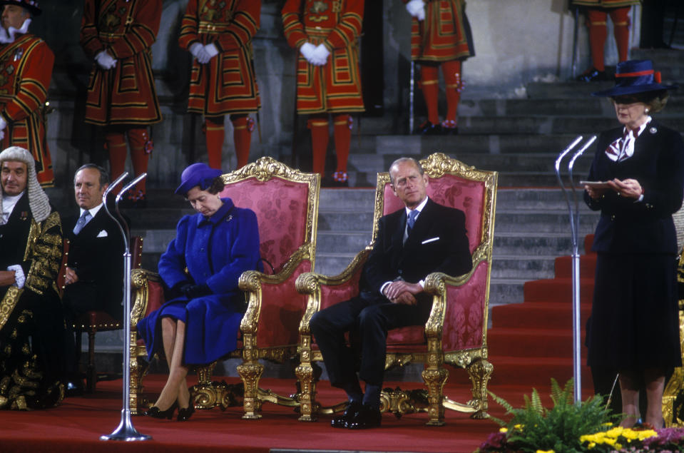 La reina Isabel II, Felipe de Edimburgo y Margaret Thatcher. (Foto: John Shelley Collection / Getty Images)