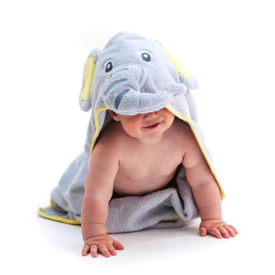 3) Hooded Baby Towel Gray Elephant