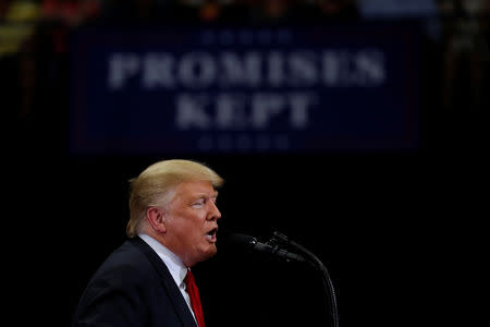 U.S. President Donald Trump speaks during a campaign rally in Estero, Florida, U.S., October 31, 2018. REUTERS/Carlos Barria