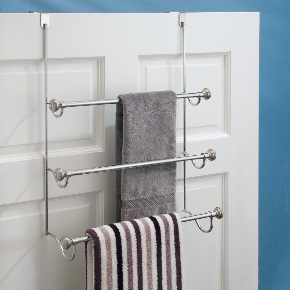 an over-the-shower door towel rack