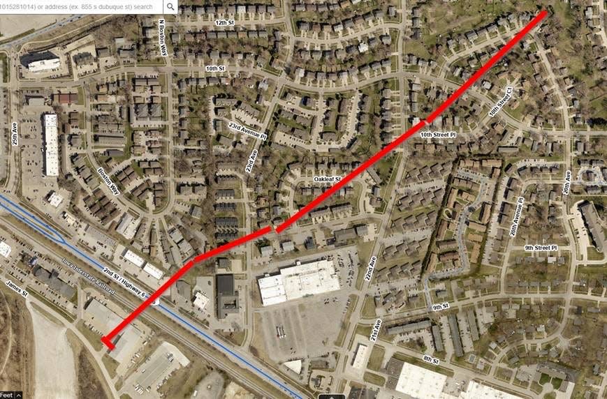 The path of the tornado in Coralville was rated an EF 2 by the US National Weather Service Quad Cities Iowa/ Illinois