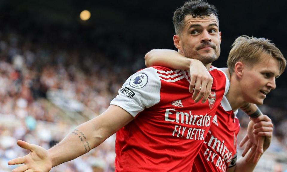 Arsenal’s Granit Xhaka and Martin Ødegaard.