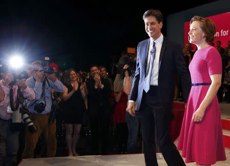 Justine Thornton joins her husband, the leader of Britain's opposition Labour Party, Ed Miliband, after his speech at the party's annual conference in Manchester, northern England September 23, 2014. REUTERS/Suzanne Plunkett