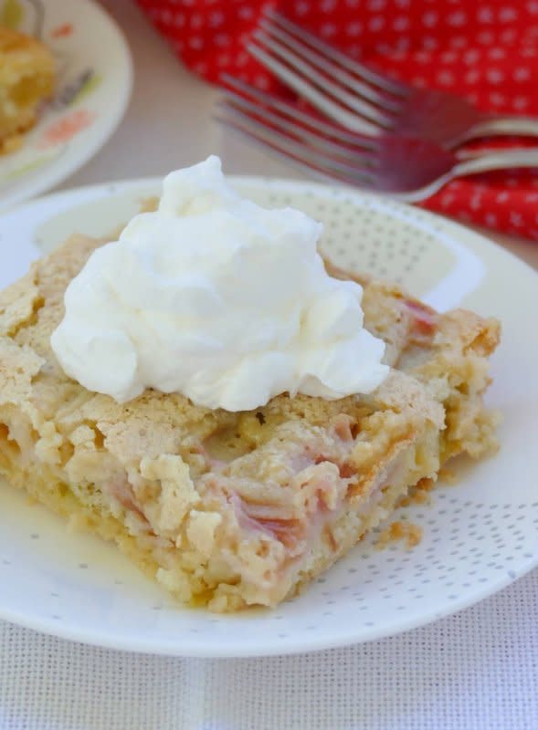 <p>Hot Eats and Cool Reads</p><p>Buttery shortbread and tart rhubarb are a perfect pairing.</p><p><strong>Get the recipe: <a href="https://www.hoteatsandcoolreads.com/2012/05/rhubarb-custard-dessert-recipe.html" rel="nofollow noopener" target="_blank" data-ylk="slk:Rhubarb Shortbread Bars;elm:context_link;itc:0;sec:content-canvas" class="link rapid-noclick-resp">Rhubarb Shortbread Bars</a></strong></p>