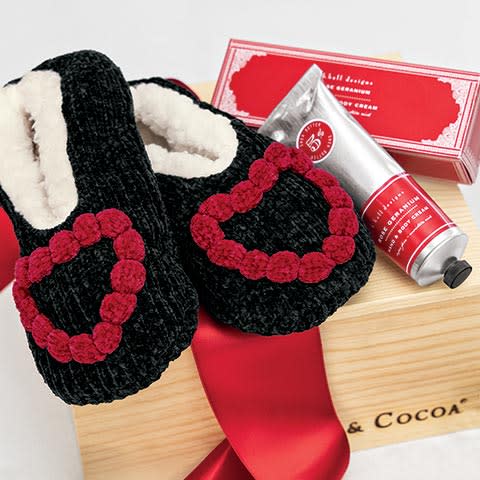 Olive & Cocoa Midnight Heart Slippers & Lotion