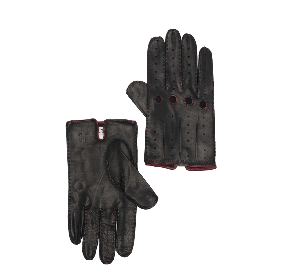 Leather Contrast Knuckle Driving Gloves