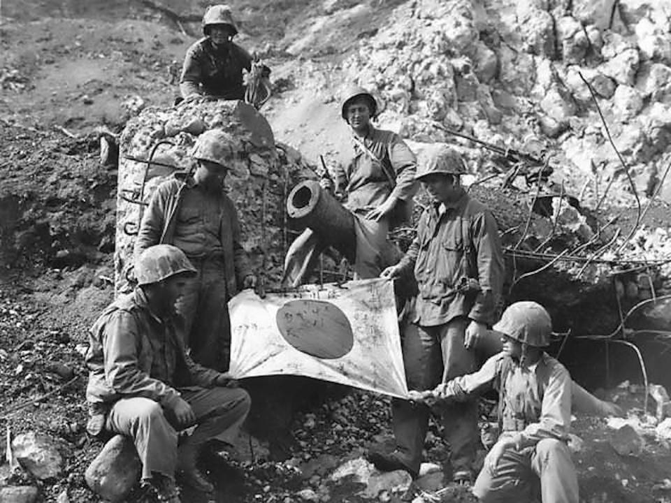 Captured Japanese Flag at Iwo Jima