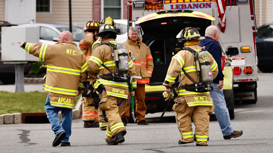 First responders arrive to inspect homes in Lebanon, New Jersey, the epicenter of a 4.8 magnitude earthquake. - Kena Betancur/AFP/Getty Images