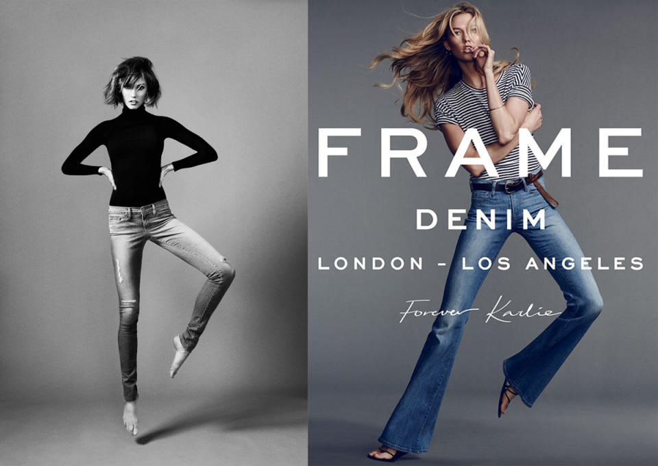 Karlie Kloss models for Frame Denim in 2015.