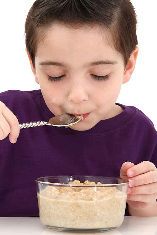 <strong>Oatmeal</strong><br><br>Another breakfast superfood, slow-digesting, high-fibre oatmeal provides kids with “a <a href="http://www.parenting.com/gallery/toddler-superfoods?pnid=443335" rel="nofollow noopener" target="_blank" data-ylk="slk:steady stream of energy;elm:context_link;itc:0;sec:content-canvas" class="link ">steady stream of energy</a>” and can help then concentrate better at school.<br><br><a href="http://www.besthealthmag.ca/embrace-life/home-and-family/7-superfoods-for-kids?slide=2" rel="nofollow noopener" target="_blank" data-ylk="slk:Best Health reports;elm:context_link;itc:0;sec:content-canvas" class="link ">Best Health reports</a> that oatmeal is also good for your mood. Serve it up for happy kids. Look outside of the breakfast-and-baking box and puree oats into smoothies and soups.