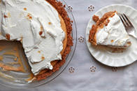 <div class="caption-credit"> Photo by: Joy the Baker</div><p> <a rel="nofollow noopener" href="http://joythebaker.com/2010/11/almost-no-bake-pumpkin-cream-pie-with-maple-whipped-cream/" target="_blank" data-ylk="slk:(Almost) No-Bake Pumpkin Cream Pie with Maple Whipped Cream;elm:context_link;itc:0;sec:content-canvas" class="link ">(Almost) No-Bake Pumpkin Cream Pie with Maple Whipped Cream</a>: Technically this recipe includes a baked crust, but you could totally buy a pre-made graham cracker crust at at the store to make this truly no-bake. The maple whipped cream makes our mouths water! </p>