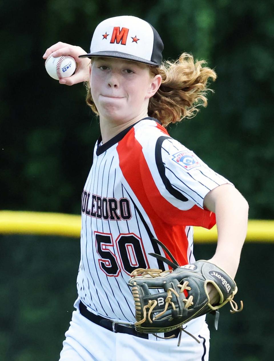 Middleboro 12U Nationals shortstop Gavin Gillpatrick throws out Concord, New Hampshire runner at first base at the Bartlett Giamatti Little League Leadership Training Center in Bristol, Connecticut for the New England Regional tournament on Saturday, August  6, 2022.