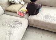 <body> <p>In the hands of a child, a permanent marker can transform a couch into a mess of scribbles. While <a rel="nofollow noopener" href=" http://www.bobvila.com/slideshow/the-7-room-layout-mistakes-almost-everyone-makes-49231?bv=yahoo" target="_blank" data-ylk="slk:accidents;elm:context_link;itc:0;sec:content-canvas" class="link ">accidents</a> can be forgiven, permanent marker is not so easily forgotten.</p> <p><strong>Related: <a rel="nofollow noopener" href=" http://www.bobvila.com/slideshow/10-quick-and-easy-diys-to-do-with-a-sharpie-48496?bv=yahoo" target="_blank" data-ylk="slk:10 Quick and Easy DIYs to Do with a Sharpie;elm:context_link;itc:0;sec:content-canvas" class="link ">10 Quick and Easy DIYs to Do with a Sharpie</a> </strong> </p> </body>