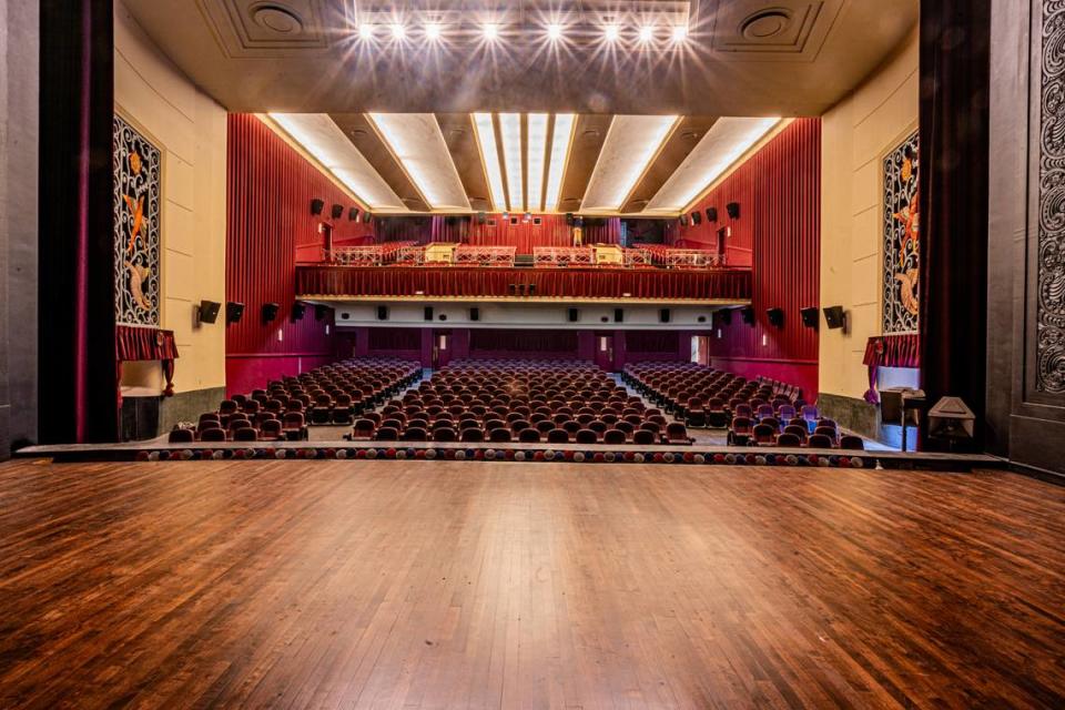 The Gem Theatre in Kannapolis will reopen May 16, 2024, with new seats on the main floor and reupholstered chairs in the balcony. The theater had 900 seats and now has 708.