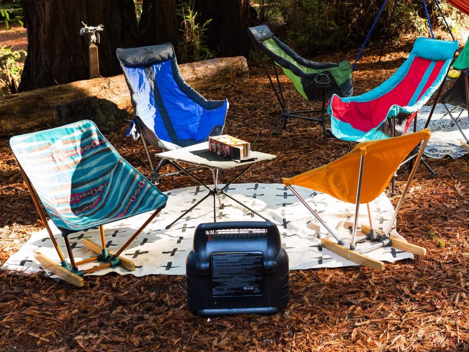 portable heater at a campsite