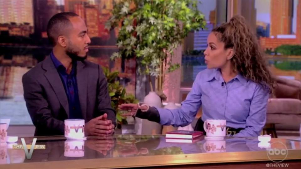 Coleman Hughes told podcast host Joe Rogan that “The View” co-host Sunny Hostin (R) “ambushed” his character while he was promoting his new book on the show. The View / ABC