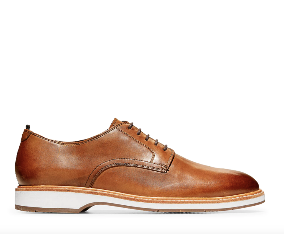 brown leather Cole Haan Morris Plain Oxfords with white bottom