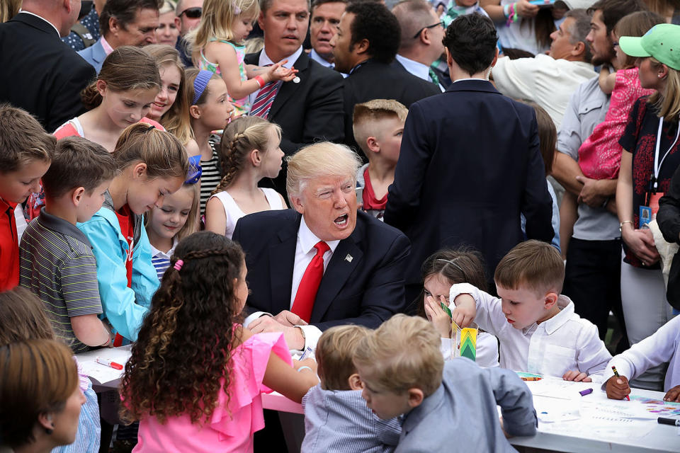 President Trump and children at White House Easter Egg Roll
