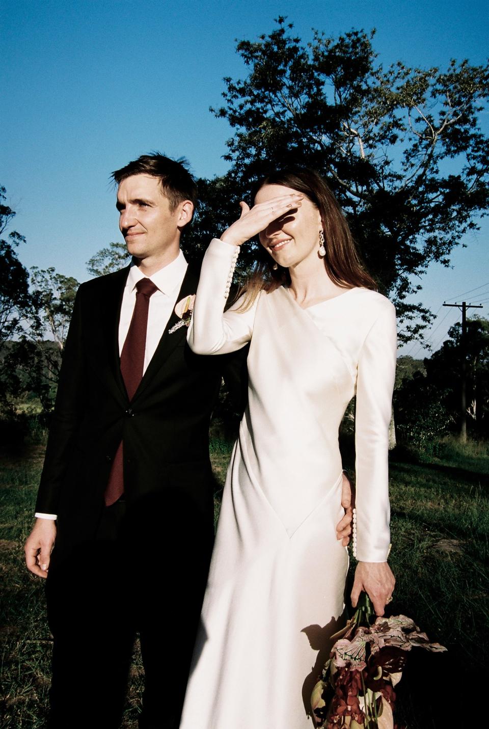 I had wanted long sleeves for my dress since it was fall in Australia, but instead of being the cooler day we anticipated, it was almost 100 degrees—nice for our visitors but not ideal for an outdoor ceremony.