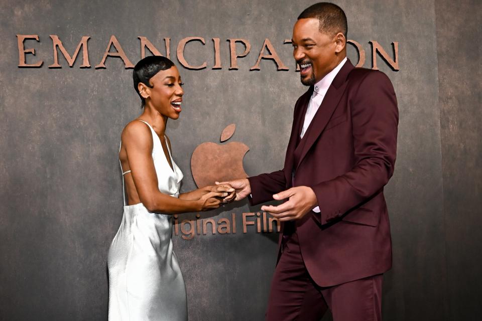 Charmaine Bingwa and Will Smith at the premiere of Apple Original Films' "Emancipation" held at Regency Village Theatre on November 30, 2022 in Los Angeles, California.