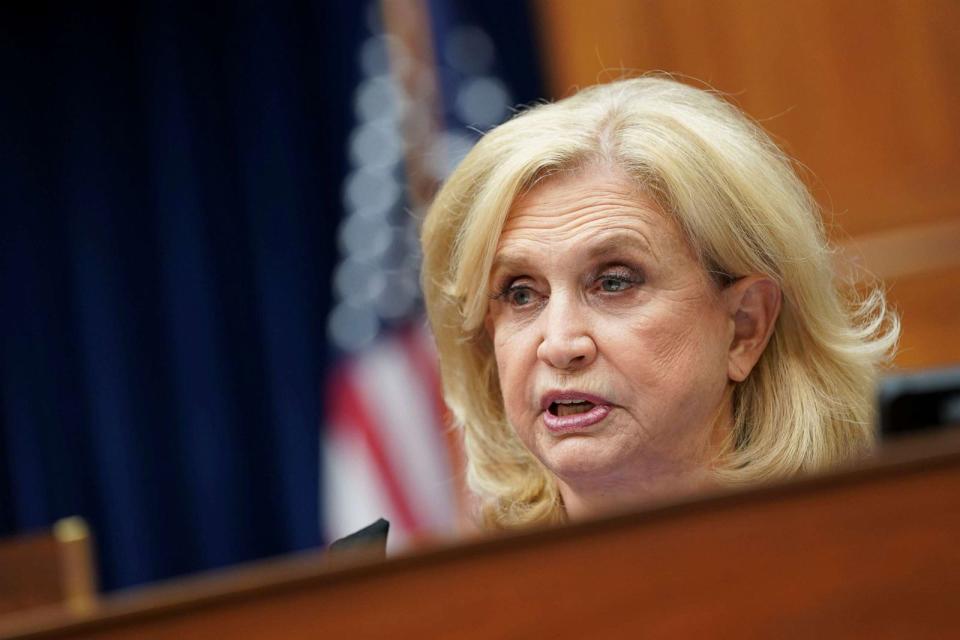 PHOTO: U.S. Rep. Carolyn Maloney, D-N.Y., speaks during a House Select Subcommittee on the Coronavirus Crisis hearing in Washington, D.C., on Sept. 23, 2020. (Pool/Getty Images, File)