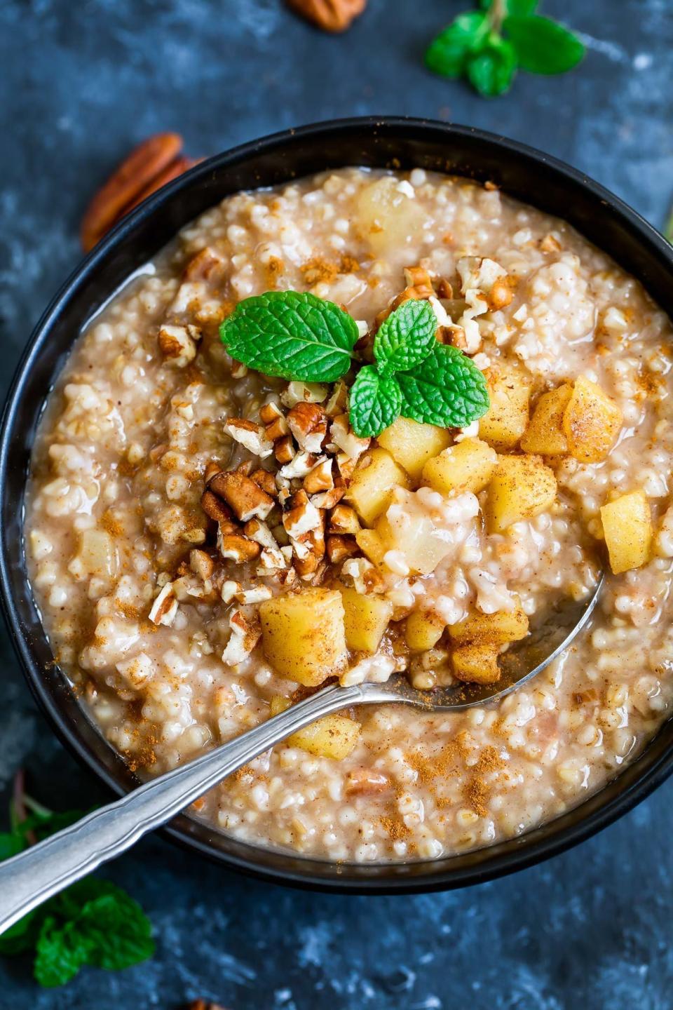 <strong>Get the <a href="https://peasandcrayons.com/2018/01/instant-pot-apple-cinnamon-oatmeal.html" target="_blank" rel="noopener noreferrer">Instant Pot Apple Cinnamon Oatmeal</a> recipe from Peas and Crayons.</strong>