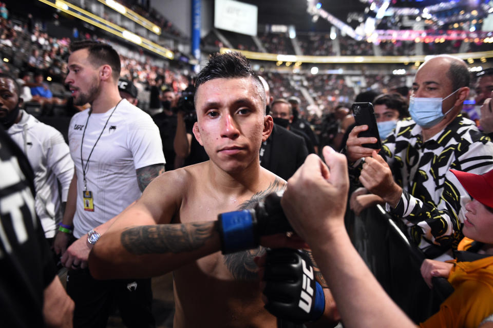 JACKSONVILLE, FLORIDA - APRIL 24: Jeff Molina interacts with fans after defeating Aoriqileng during the UFC 261 event at VyStar Veterans Memorial Arena on April 24, 2021 in Jacksonville, Florida. (Photo by Chris Unger/Zuffa LLC)
