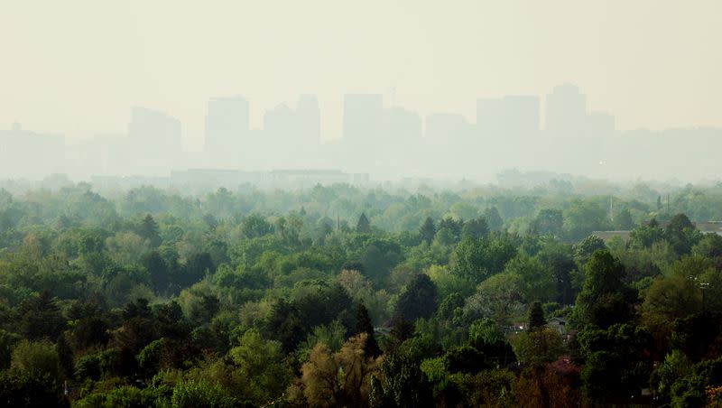 Hazy air in and around Salt Lake City on Friday, May 19, 2023.