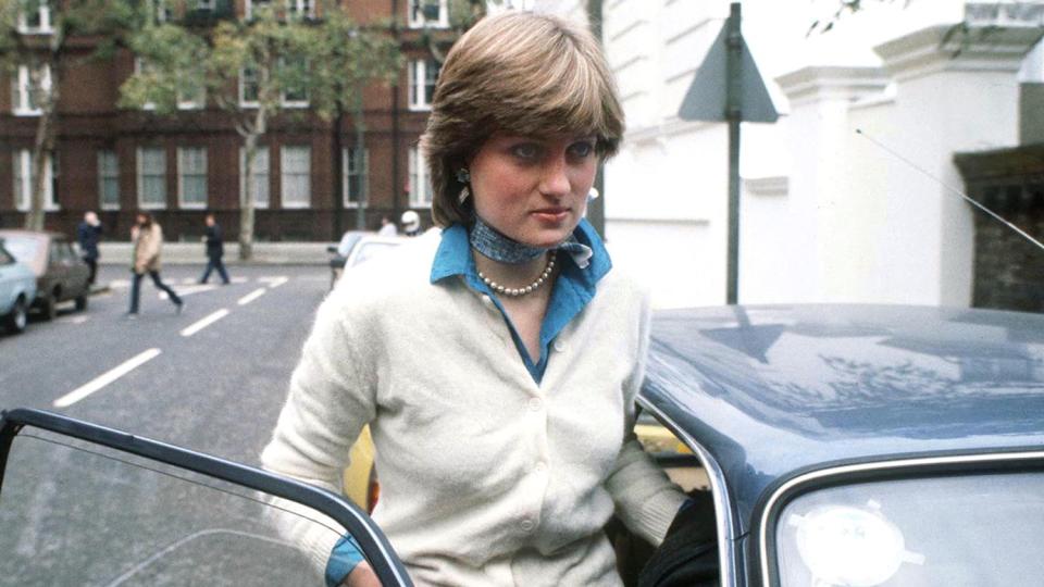 Lady Diana Spencer outside her flat in Coleherne Court