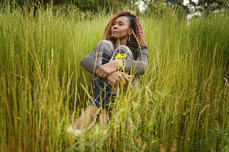 Culix Wibonele poses for a portrait on Monday, April 29, 2024, in Lawrenceville, Ga. Wibonele is a certified nursing assistant working in long-term care. (AP Photo/Brynn Anderson)