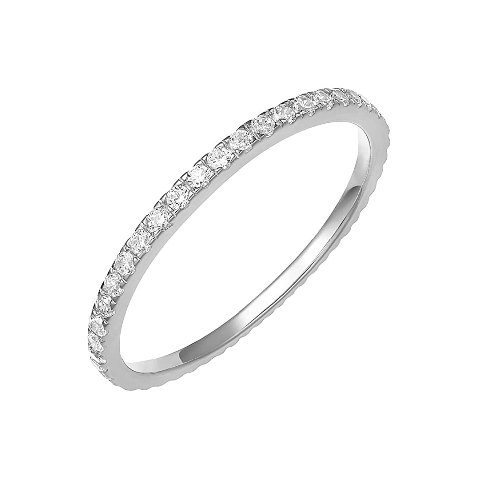 11) Sterling Silver Cubic Zirconia Stackable Eternity Ring