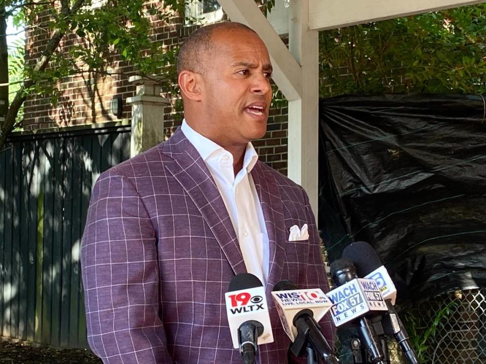 Todd Rutherford, a defense attorney and state representative (D-Richland), called on Price to surrender to authorities at a press conference on Friday, April 28, 2023.