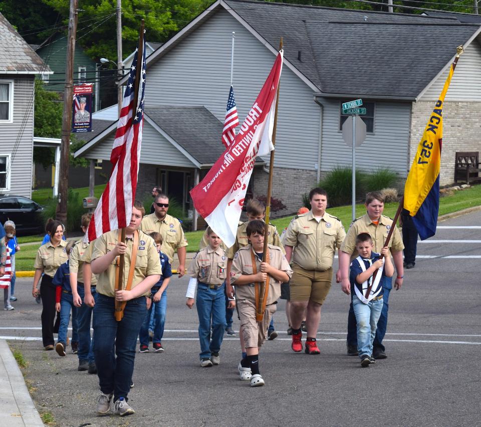 Scouts representing the Buckeye Council marched in the Millersburg Memorial Day parade.