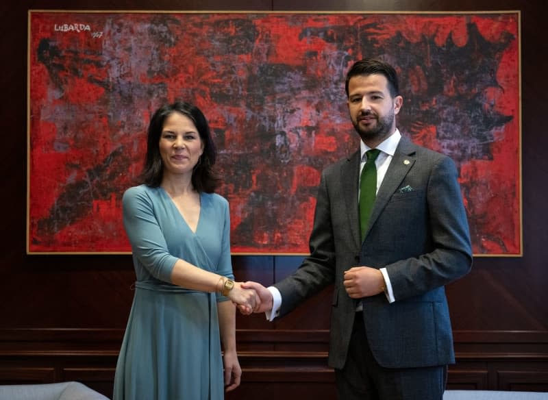 President of Montenegro Jakov Milatovic (R) meets with German Foreign Minister Annalena Baerbock. Soeren Stache/dpa