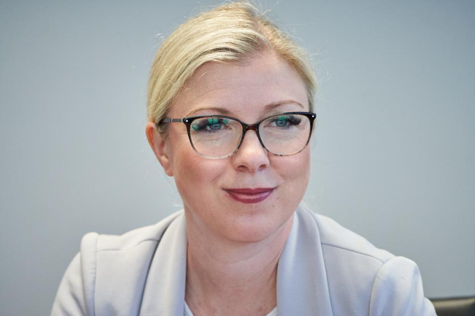 Julie Gunnigle, the Democratic candidate for Maricopa County Attorney, meets with members of The Arizona Republic in The Arizona Republic board room in Phoenix on Tuesday, Oct. 4, 2022.