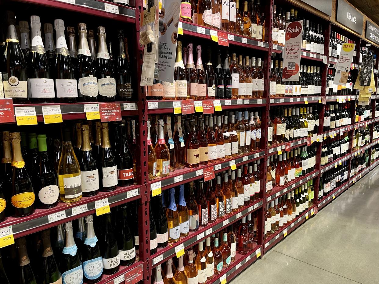 wine aisle at whole foods
