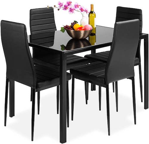 Best Choice Products 5-Piece Dining Set with Glass Tabletop