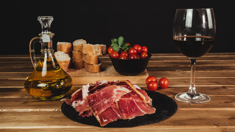 cured meat and red wine