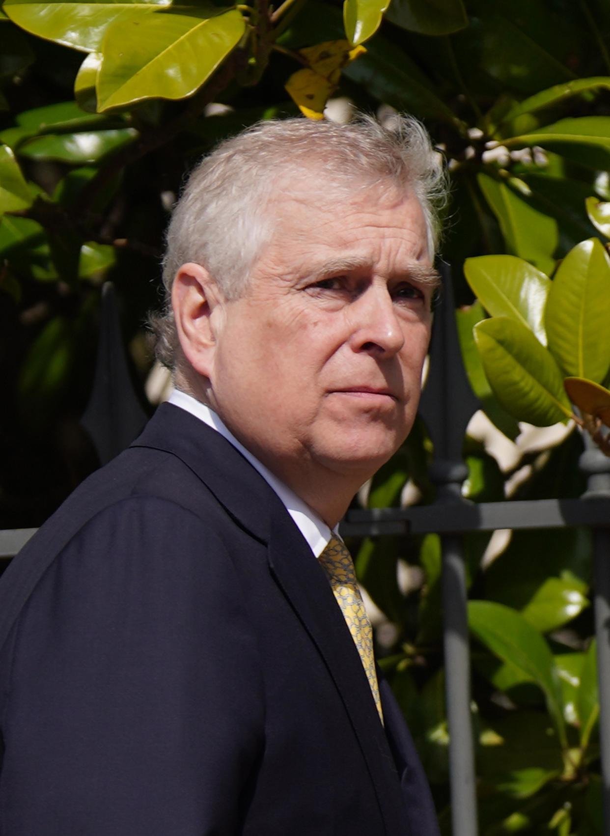 The real Prince Andrew leaves Easter service at St. George's Chapel at Windsor Castle in 2023.