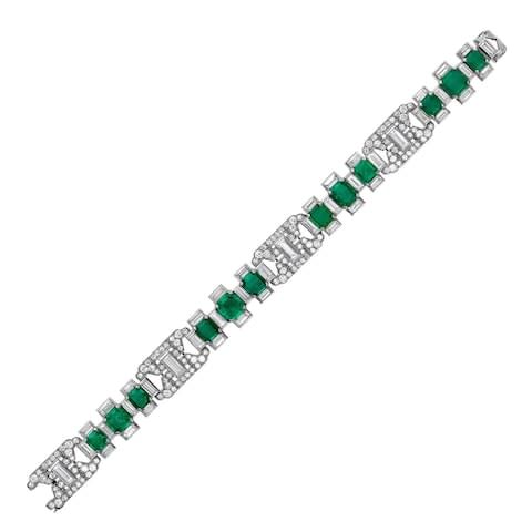 Art Deco Colombian emerald and diamond bracelet in platinum, £POA