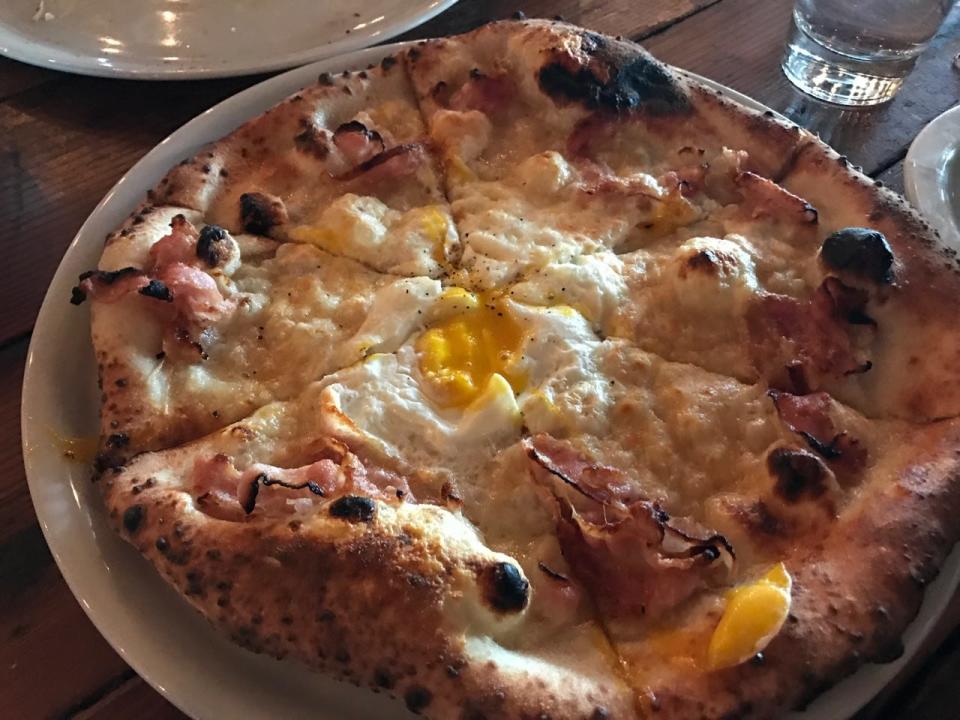 A carbonara pizza from Porta in Asbury Park.