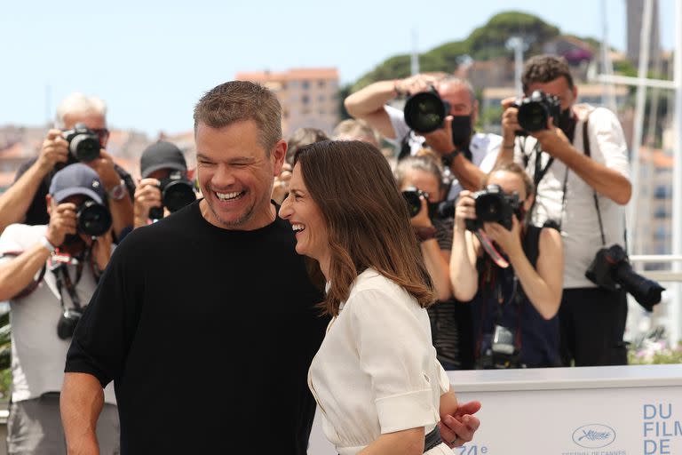 Matt Damon y Camille Cottin en Cannes, este viernes, durante la presentación de la película Stillwater 