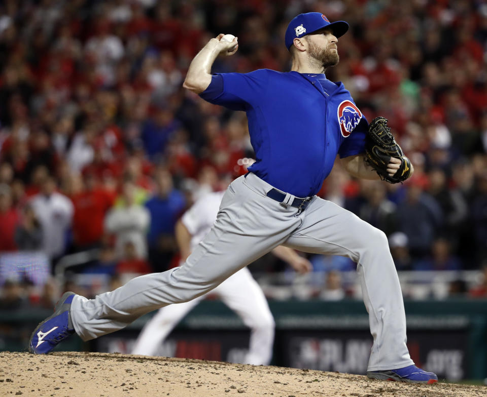 Wade Davis enters free agency after saving 32 games for the Cubs last season. (AP)