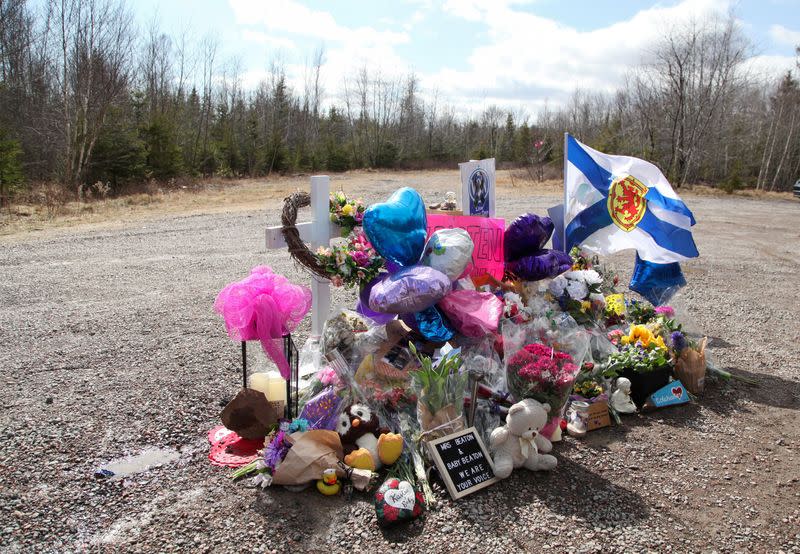 FILE PHOTO: A roadside memorial for Kristen Beaton a victim of Nova Scotia mass shooting, in Debert