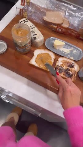 <p>Heidi Klum/Instagram</p> Heidi Klum shows off her peanut butter and jelly sandwich recipe