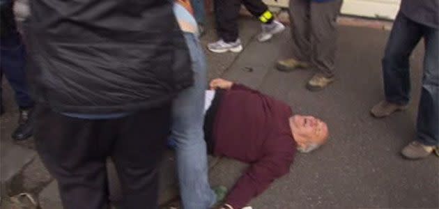 Resident Keith Fitzgerald claims he was thrown to the ground during clashes at East West Link picket. Photo: 7News